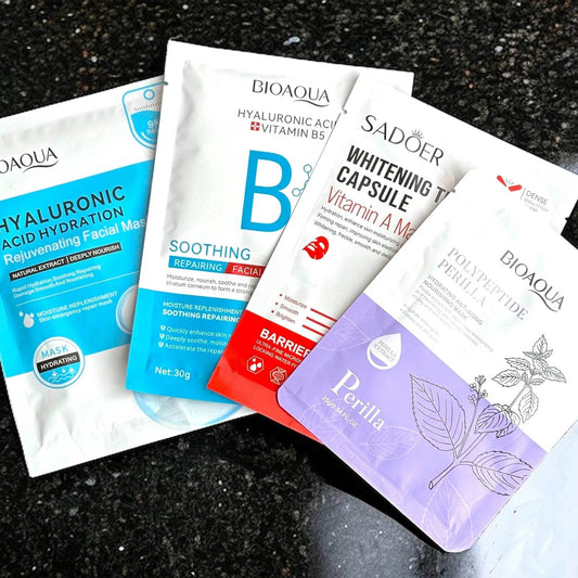 Sheet Mask Variety Pack - 4 Hydrating & Brightening Masks - The Body Essential